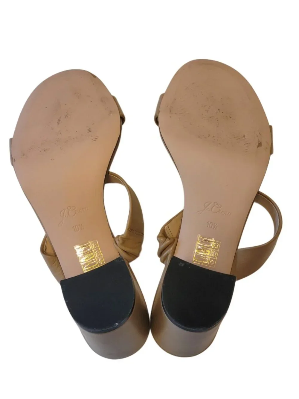 J. Crew Lucie Double Strap Strap Block Heel Sandal in Light Camel